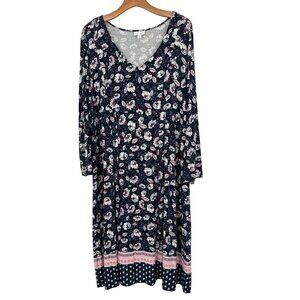 J. Jill Womens Floral Print Long Sleeve knit dress Dress size  XL Tall womens